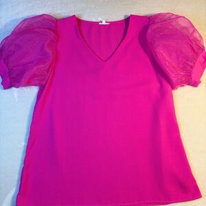 Jodifl Women’s Hot Pink Puff Sleeve Top